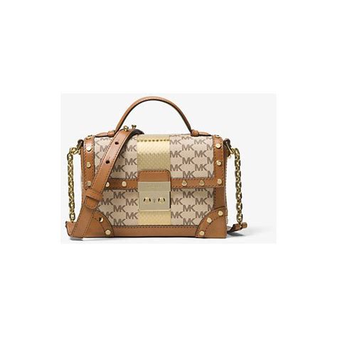 michael kors cori small leather trunk bag|genuine leather Michael Kors purse.